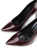 Arabella Esnek Yumuşak Kaymaz Taban (11 cm) Bordo Rugan Kadın Topuklu Ayakkabı - Görsel 6