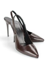 Zerina Kahverengi Rugan Esnek Yumuşak Kaymaz Taban İnce Topuklu (11cm) Kadın Stiletto - Görsel 3