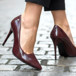 Arabella Esnek Yumuşak Kaymaz Taban (11 cm) Bordo Rugan Kadın Topuklu Ayakkabı