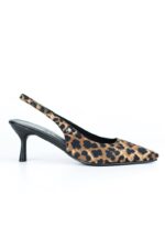 Magnolia Esnek Yumuşak Kaymaz Taban (4/6 cm) Leopar Açık Lastikli Kadın Topuklu Ayakkabı - Görsel 5