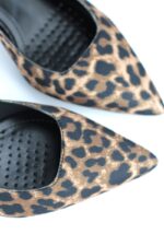 Magnolia Esnek Yumuşak Kaymaz Taban (4/6 cm) Leopar Açık Lastikli Kadın Topuklu Ayakkabı - Görsel 4
