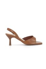 Elira Esnek Yumuşak Kaymaz Taban (4/6 cm) Karamel Cilt Kadın Topuklu Ayakkabı - Görsel 5