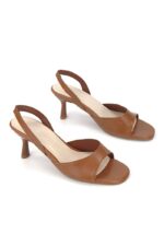 Elira Esnek Yumuşak Kaymaz Taban (4/6 cm) Karamel Cilt Kadın Topuklu Ayakkabı - Görsel 4