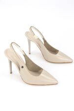 Zerina Bej Rugan Esnek Yumuşak Kaymaz Taban İnce Topuklu (11cm) Kadın Stiletto - Görsel 4