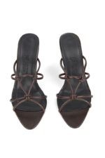 Mocha Muse (8 cm) Koyu Kahve Bağlama  El Yapımı  Kadın Topuklu Terlik - Görsel 3