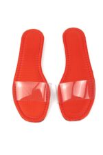 Gauzy Orange Parlak Saten Şeffaf Bant Kadın Terlik