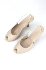 Nivra Peep Toe Bej Fındık Burun Zarif İnce Topuklu (8 cm) Kadın Ayakkabı - Görsel 7