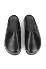 Nova Comfort Hafif Yumuşak Taban Unisex Sabo Siyah Rugan Terlik - Görsel 6