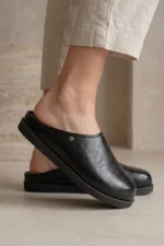 Nova Comfort Hafif Yumuşak Taban Unisex Sabo Siyah Rugan Terlik