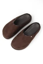 Nova Comfort Hafif Yumuşak Taban Unisex Sabo Kahverengi Süet Cilt Terlik - Görsel 7